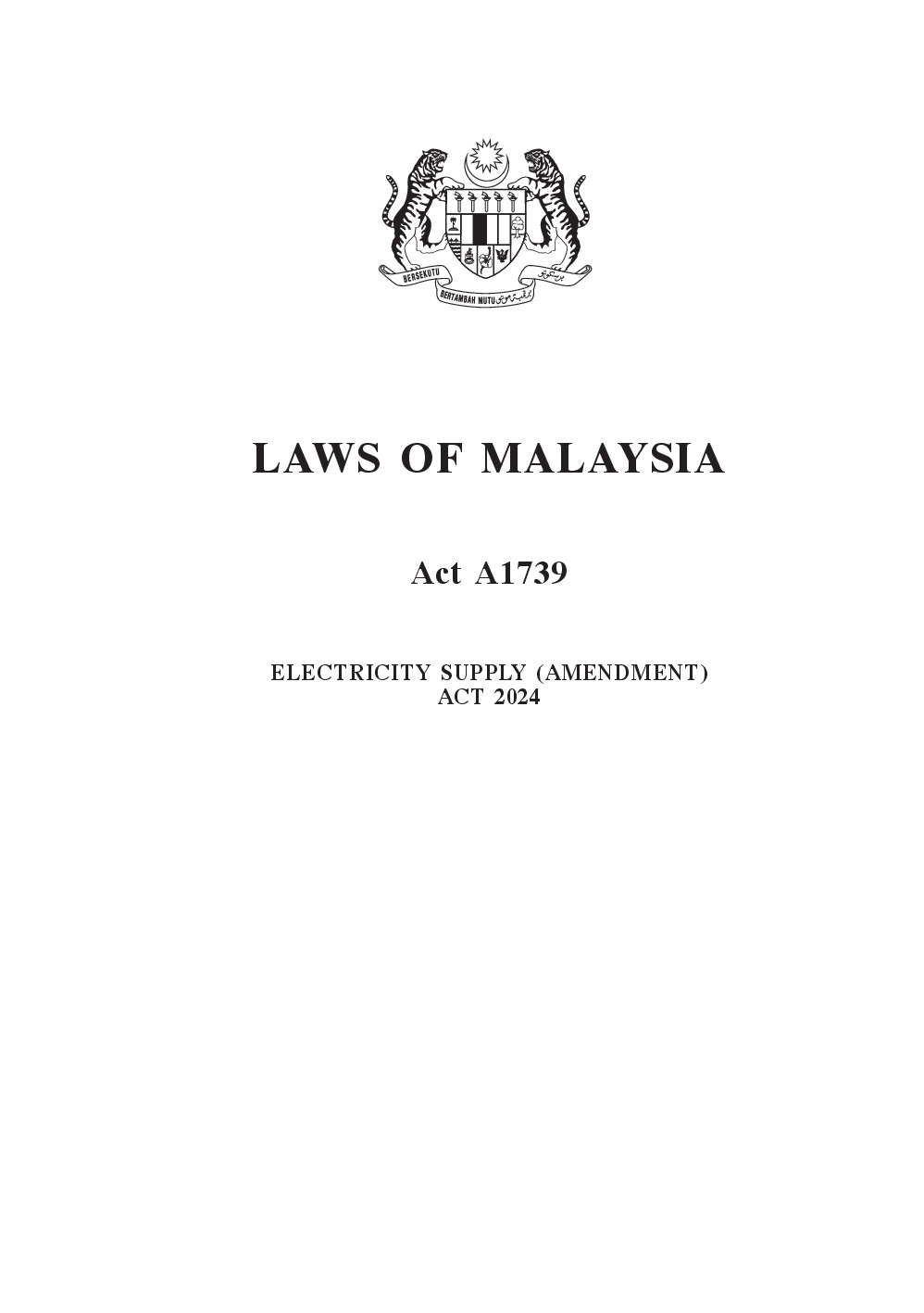 Electricity Supply (Amendment) Act 2024 [Act A1739]
