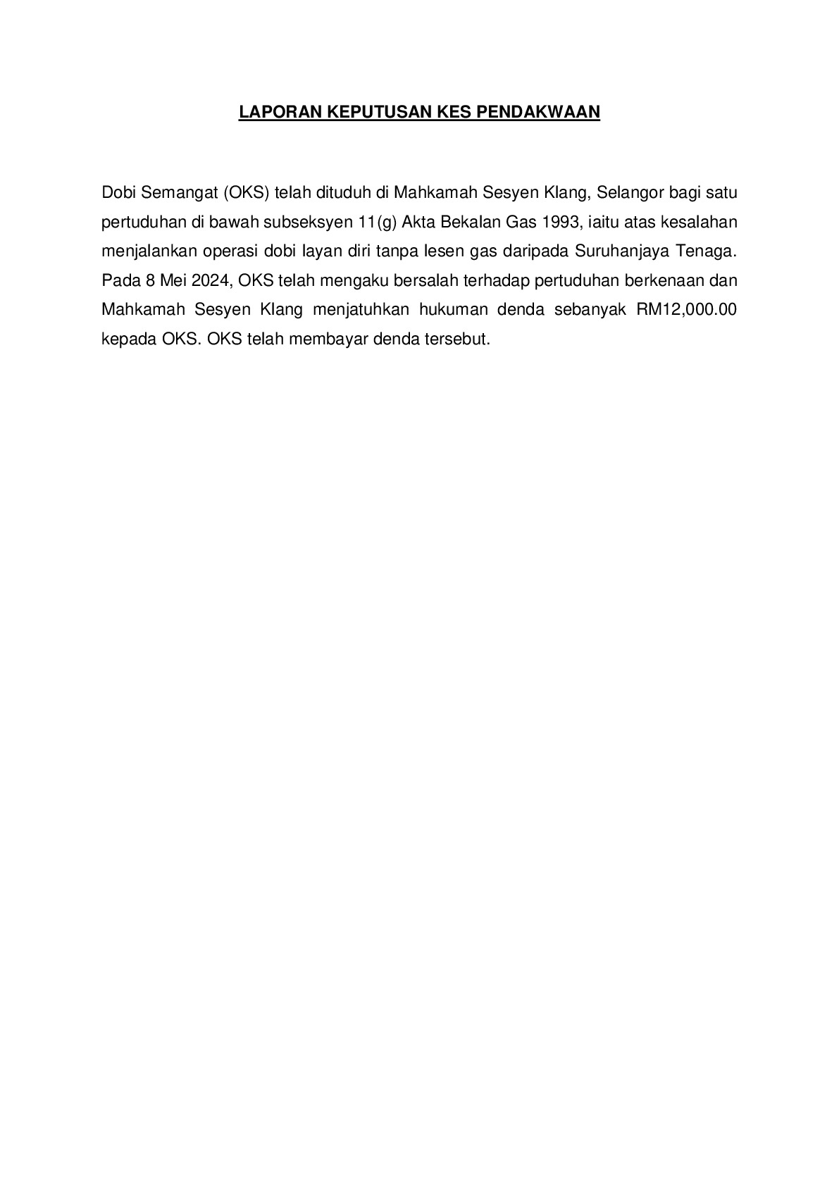 (Sessions Court) Prosecution Report - Dobi Semangat