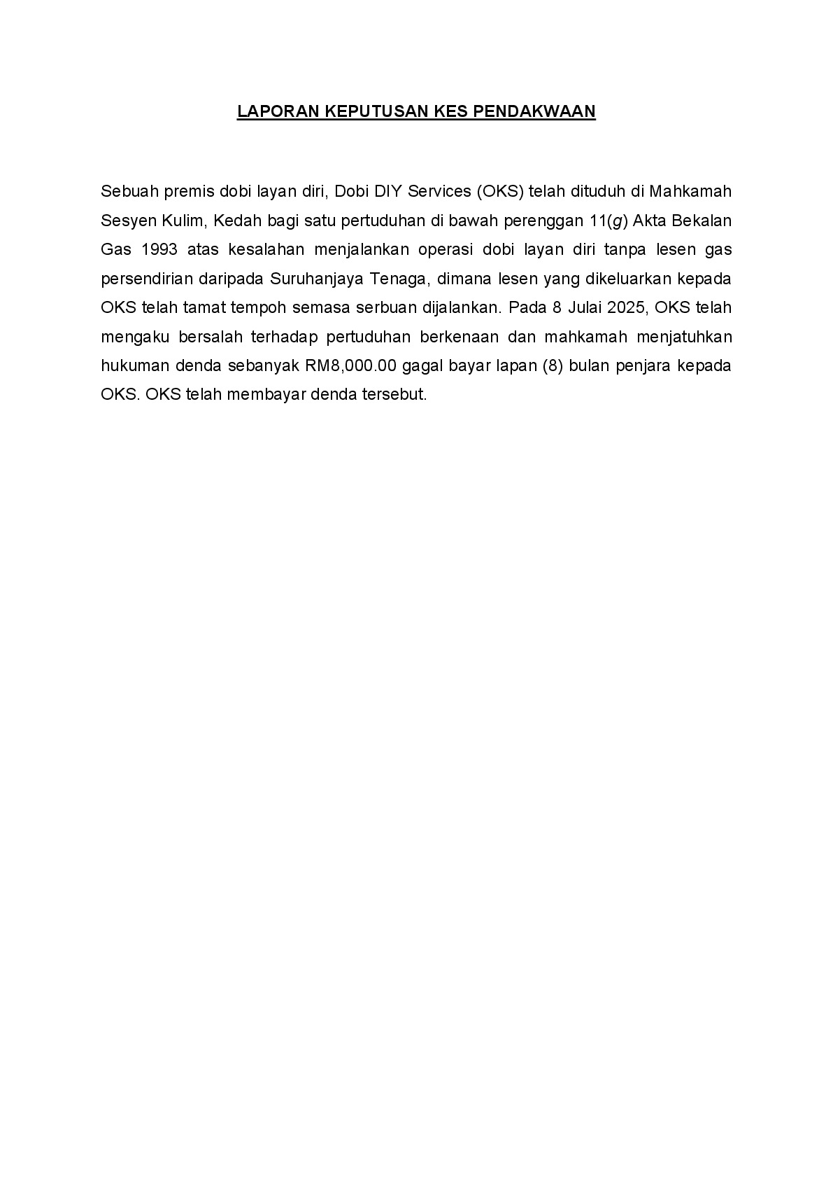 (Sessions Court) Prosecution Report - Dobi DIY Services