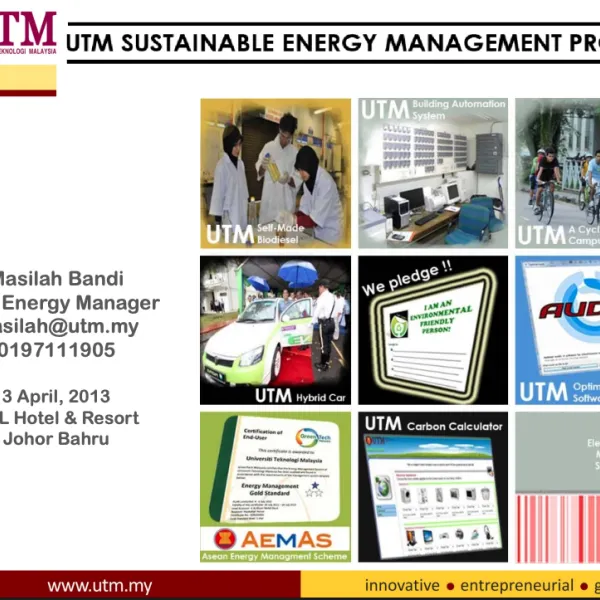 Awareness on Sustainable Energy Management by Hjh. Masilah (UTM)