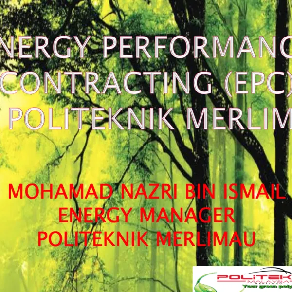Energy Performance Contracting (EPC) di Politeknik Merlimau