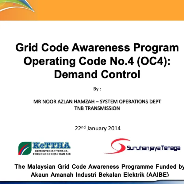 Grid Code Awareness Program Operating Code No.4 (OC4):Demand Control