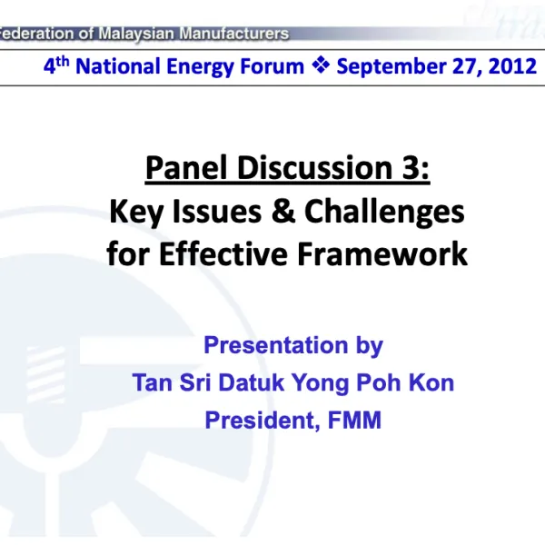 Key Issues Challenges for Effective Framework - FMM