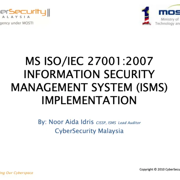 MS ISOIEC 270012007 Information Security Management System (ISMS) Implementation