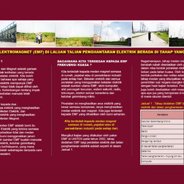 Medan Elektromagnet (EMF) Di Laluan Talian Penghantaran Elektrik Berada Di Tahap Yang Selamat