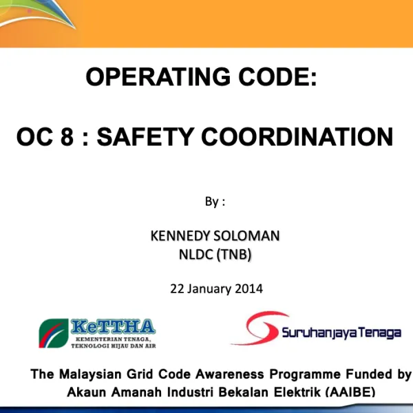 OPERATING CODE:OC 8 : SAFETY COORDINATION