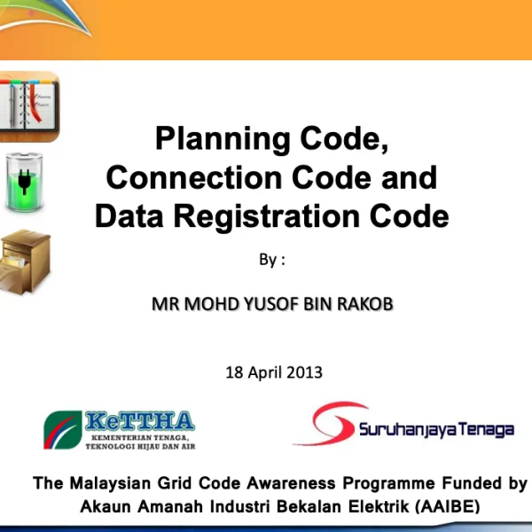 Planning Code, Connection Code and Data Registration Code