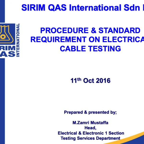 Procedure & Standard Requirement on Electrical Cable Testing