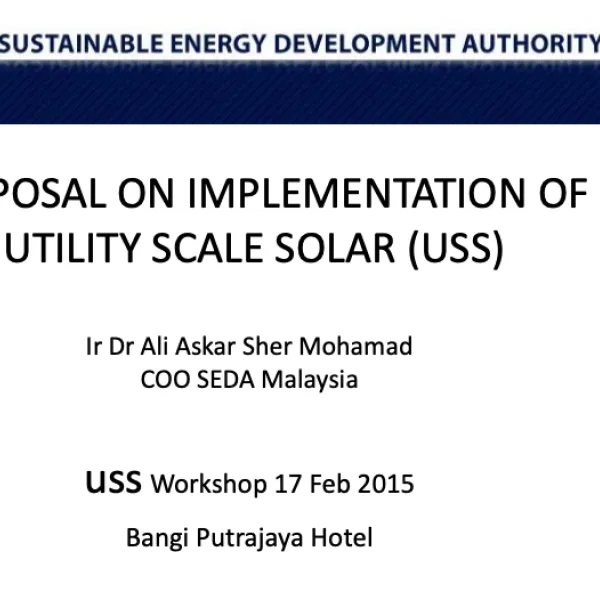 Proposal On Implementation of Utility Scale Solar (USS)