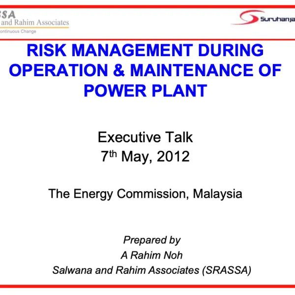 Risk Management during Operation and Maintainance of Power Project