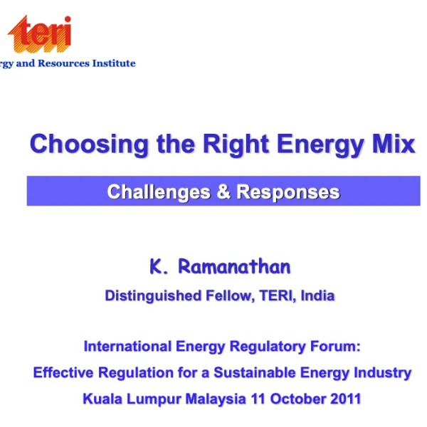 Session 2: Choosing the Right Energy Mix