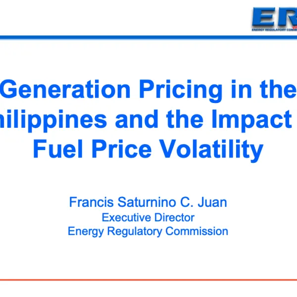 Session 3: Generation Pricing in the Philippines and the Impact of Fuel Price Volatility